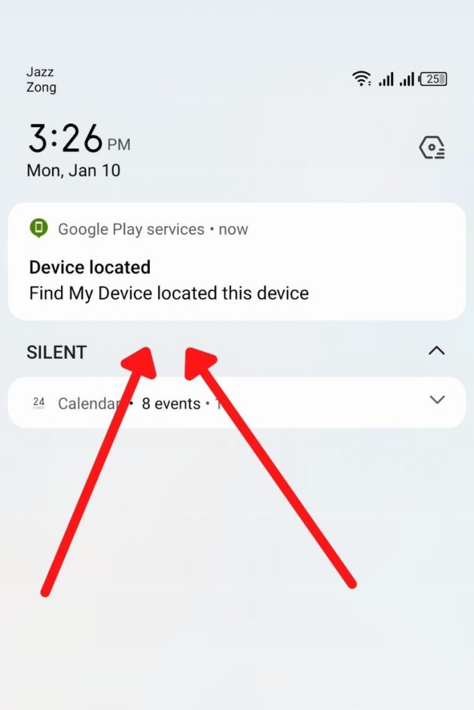 notification on target phone