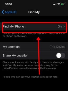 tap on find my iphone